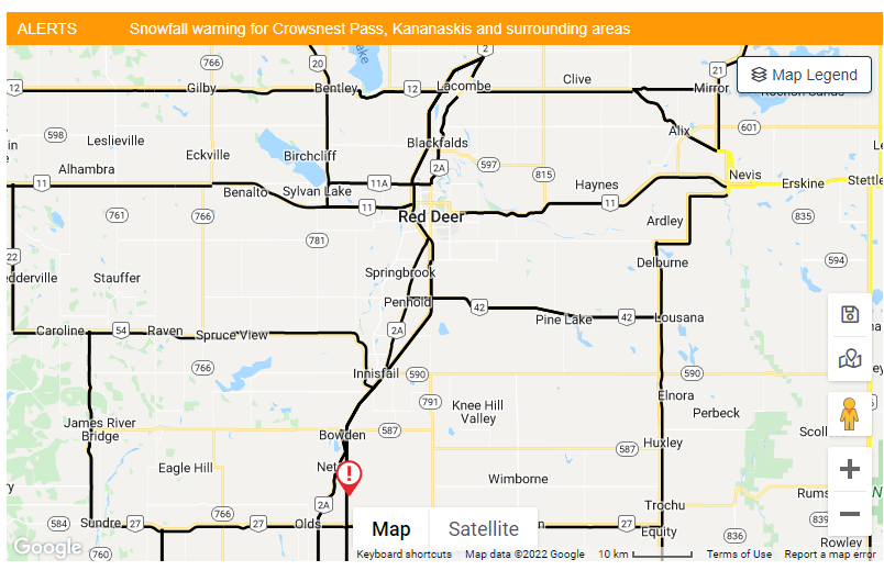 Innisfail RCMP warning of poor driving conditions on QE2